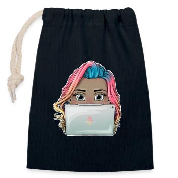 Lebendiges Reva Prisma arbeitendes Mädchen Design - Verschließbarer Geschenkbeutel aus Baumwolle (14x20cm) - Navy - Vorne