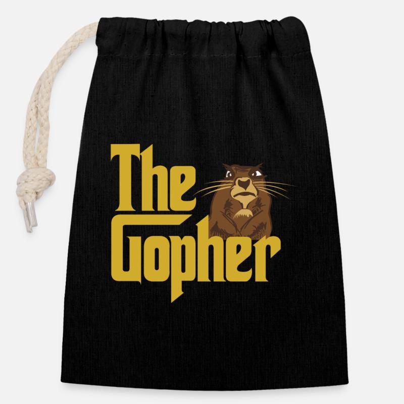 The Gopher - Closable cotton gift bag (14x20cm) - black
