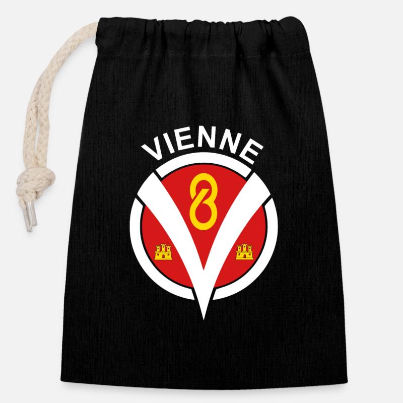 Vienne - Sac cadeau en coton avec cordon (14 x 20 cm) - noir