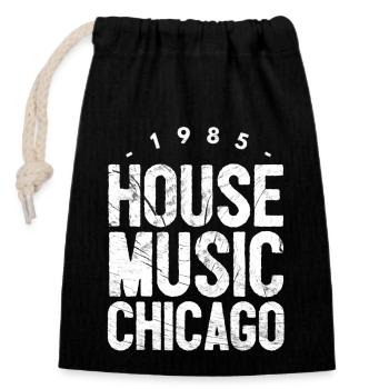 Chicago House Musik - Verschließbarer Geschenkbeutel aus Baumwolle (14x20cm) - Schwarz - Vorne