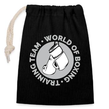Boxing Sport Training Team Club Illustration Logo - Closable cotton gift bag (14x20cm) - black - Front