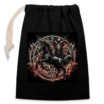 Satanic Horse - Closable cotton gift bag (14x20cm) - black - Front
