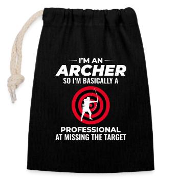 Archery Targets Archer Bullseye Shooting Sport - Closable cotton gift bag (14x20cm) - black - Front