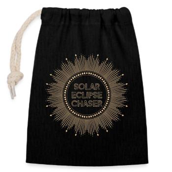 Solar eclipse chaser - Verschließbarer Geschenkbeutel aus Baumwolle (14x20cm) - Schwarz - Vorne