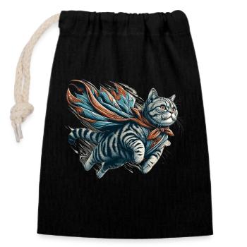 Super Cat British Shorthair BKH Tabby - Closable cotton gift bag (14x20cm) - black - Front