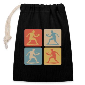 Design de tennis de table - Sac cadeau en coton avec cordon (14 x 20 cm) - noir - Devant