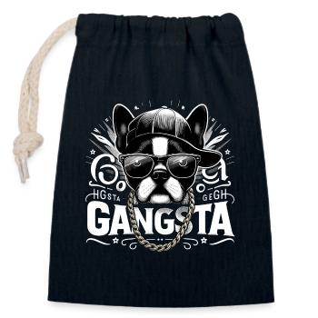 Boston Terrier Gangsta Gangster Hund Geschenk - Verschließbarer Geschenkbeutel aus Baumwolle (14x20cm) - Navy - Vorne