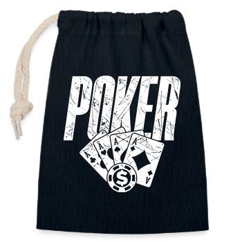 Casino Gambling Poker Jeu de cartes gagnant Jackpot - Sac cadeau en coton avec cordon (14 x 20 cm) - bleu marine - Devant