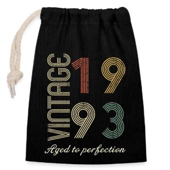 Cadeau d’anniversaire 31 ans - 1993 - Sac cadeau en coton avec cordon (14 x 20 cm) - noir - Devant
