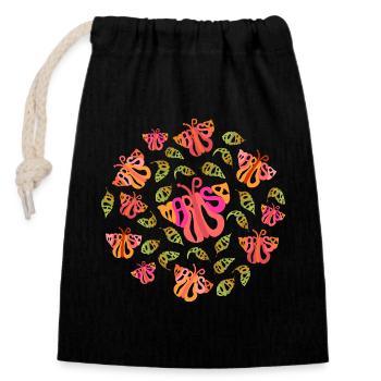 Butterflies and Leaves - Closable cotton gift bag (14x20cm) - black - Front