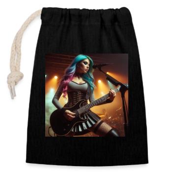 Heavy Metal Femme - Sac cadeau en coton avec cordon (14 x 20 cm) - noir - Devant