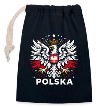 Poland Polska Polish coat of arms eagle flag gift - Closable cotton gift bag (14x20cm) - navy - Front