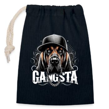 Bloodhound Gangsta Gangster Chien Cadeau - Sac cadeau en coton avec cordon (14 x 20 cm) - bleu marine - Devant