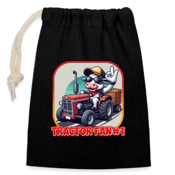 Ventilateur de tracteur #1 - Sac cadeau en coton avec cordon (14 x 20 cm) - noir - Devant
