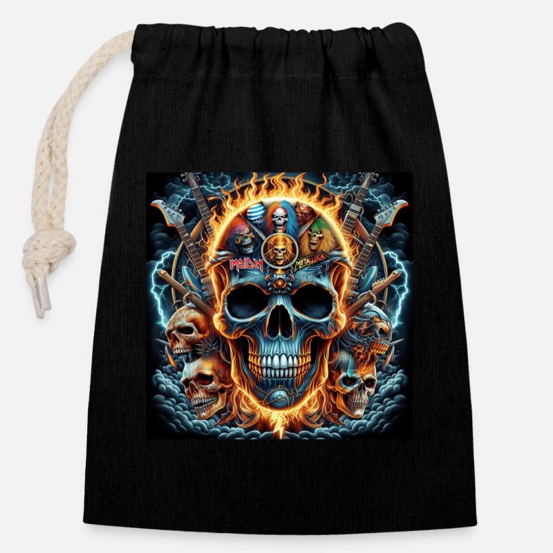 Heavy Metal Skull - Closable cotton gift bag (14x20cm) - black