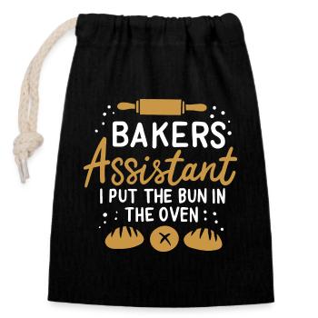 Baker's assistant - Closable cotton gift bag (14x20cm) - black - Front