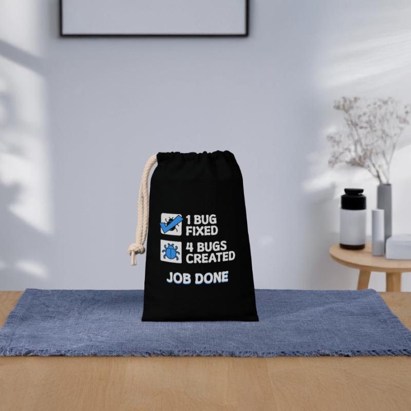 Correction de bugs Bugs de développeur Déclaration de code Informatique Sac cadeau en coton avec cordon (14 x 20 cm)