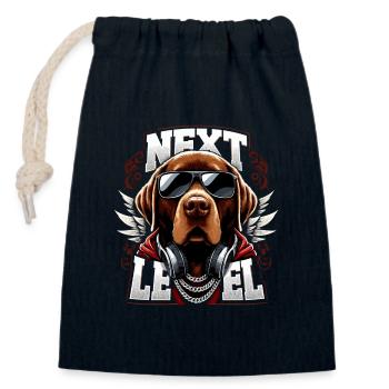 Brown Labrador Gangster Next Level Dog Gift - Closable cotton gift bag (14x20cm) - navy - Front