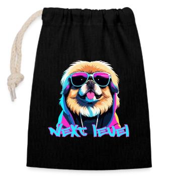 Pekingese Next Level Lion Dog Gift - Closable cotton gift bag (14x20cm) - black - Front