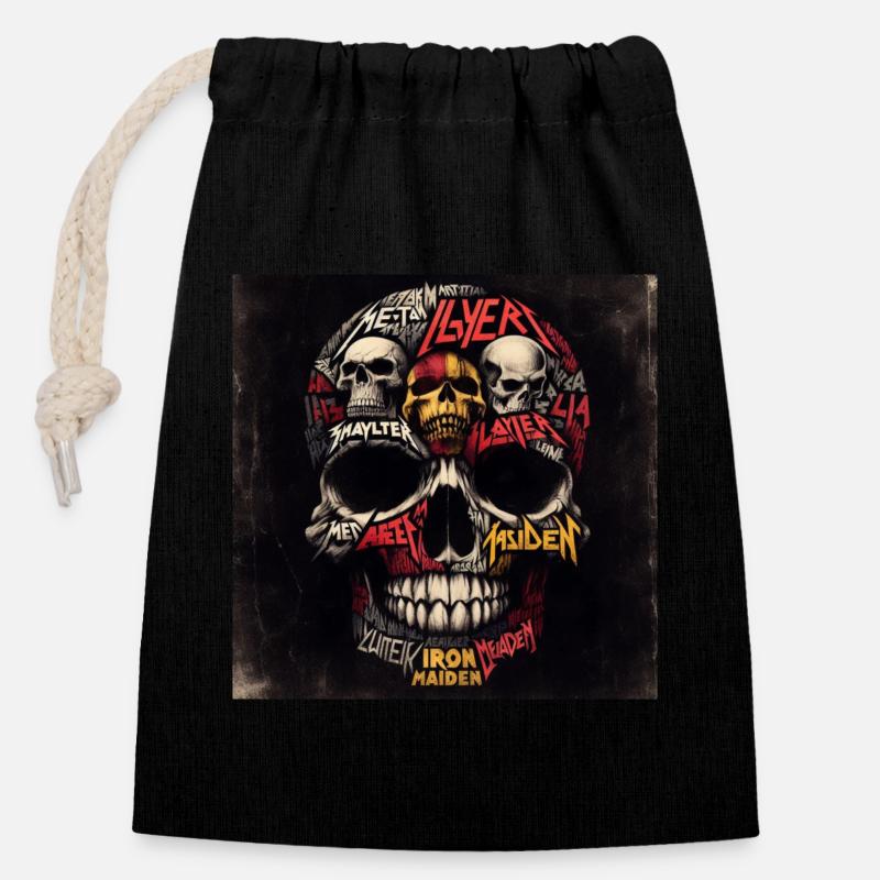 Heavy metal skull - Closable cotton gift bag (14x20cm) - black