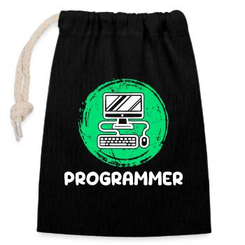 Développeur informatique Programmeur Geek informatique - Sac cadeau en coton avec cordon (14 x 20 cm) - noir - Devant