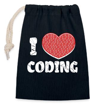 Developer Herz Coden Statement Programmierer - Verschließbarer Geschenkbeutel aus Baumwolle (14x20cm) - Navy - Vorne