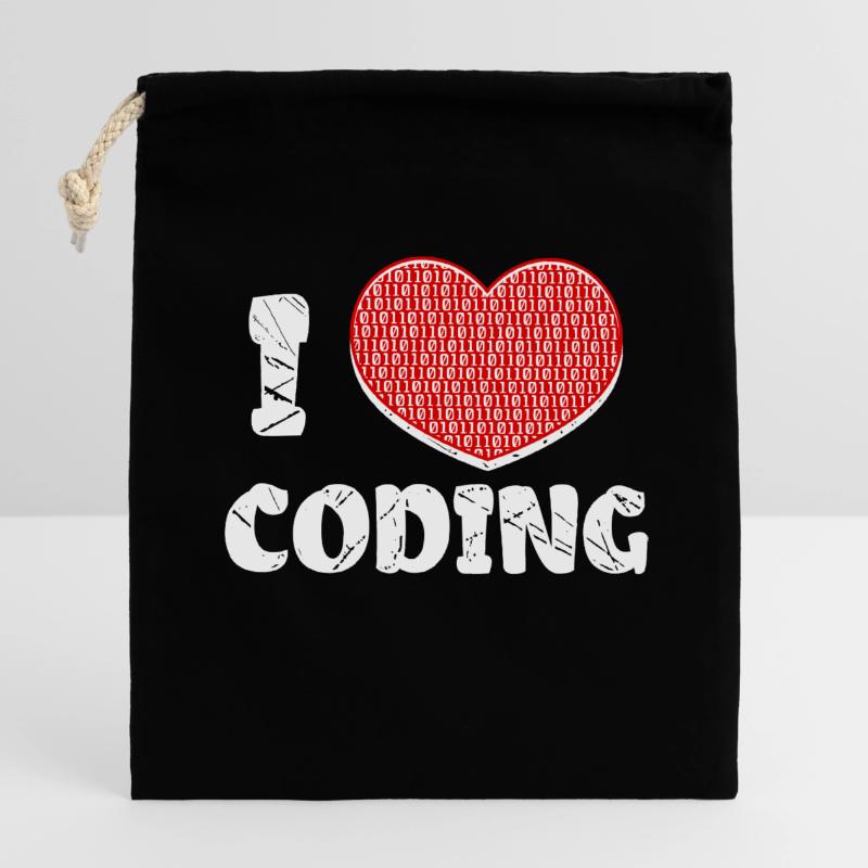 Developer Heart Coding Statement Programmer Closable cotton gift bag (14x20cm)