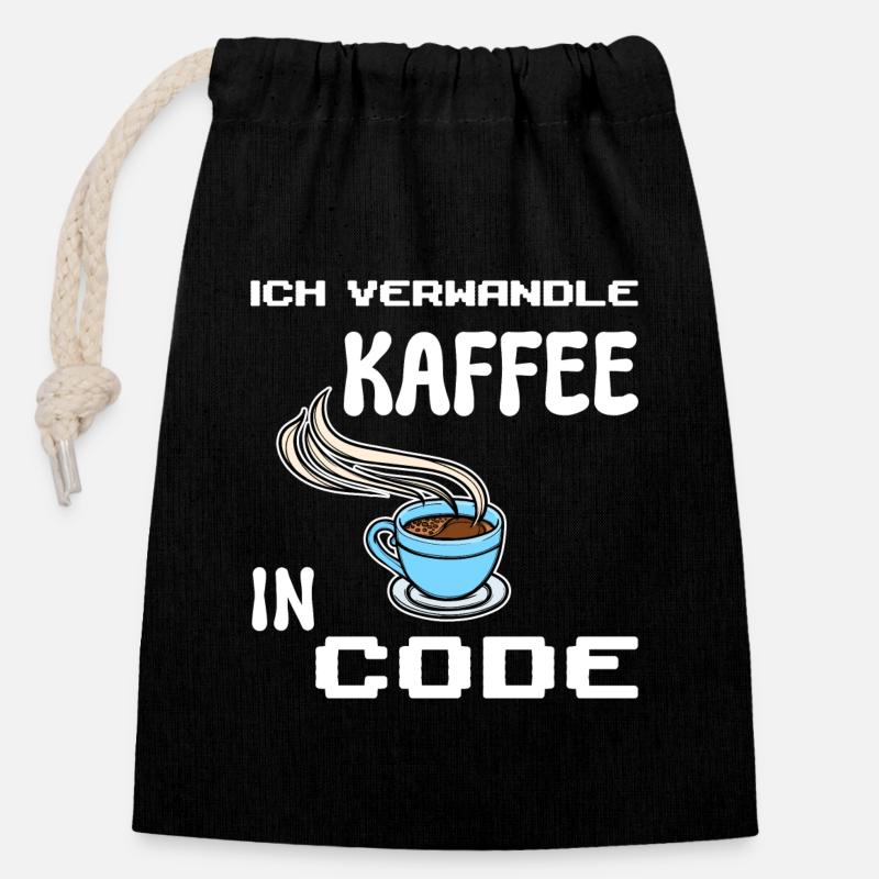 Developer Computerfreak Statement Coden Skripting - Verschließbarer Geschenkbeutel aus Baumwolle (14x20cm) - Schwarz