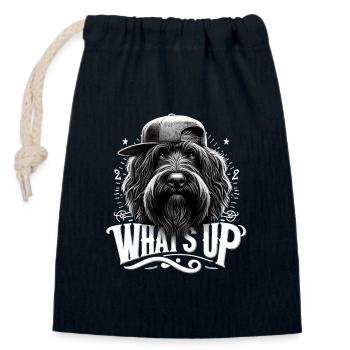 Schapendoes What's Up Gangsta Cool Dog Gift - Closable cotton gift bag (14x20cm) - navy - Front