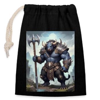 A monstrous behemoth beast a Water buffalo - Closable cotton gift bag (14x20cm) - black - Front