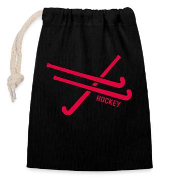 Hockey « Hockeyclub » Hockey sur gazon - Sac cadeau en coton avec cordon (14 x 20 cm) - noir - Devant