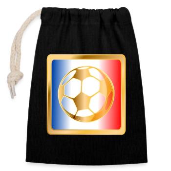 Fußball Flagge Frankreich Europa - Verschließbarer Geschenkbeutel aus Baumwolle (14x20cm) - Schwarz - Vorne