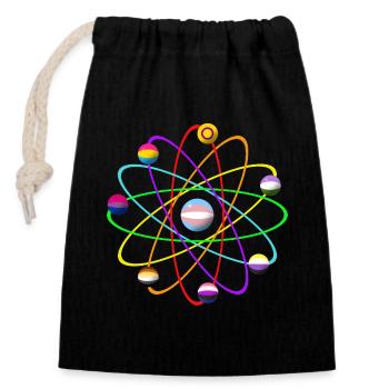 LGTBIQ+ atom - Closable cotton gift bag (14x20cm) - black - Front