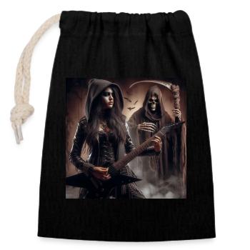 Gitarrist und The Grim Reaper - Verschließbarer Geschenkbeutel aus Baumwolle (14x20cm) - Schwarz - Vorne