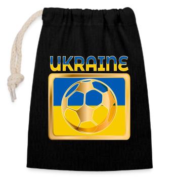 Fußball Ukraine - Verschließbarer Geschenkbeutel aus Baumwolle (14x20cm) - Schwarz - Vorne