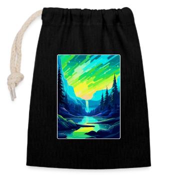 Aurora Borealis Iceland Vintage Travel Poster WPA - Closable cotton gift bag (14x20cm) - black - Front
