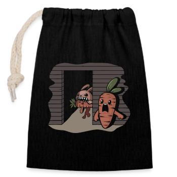 Carrot Serial Killer Rabbit - Closable cotton gift bag (14x20cm) - black - Front