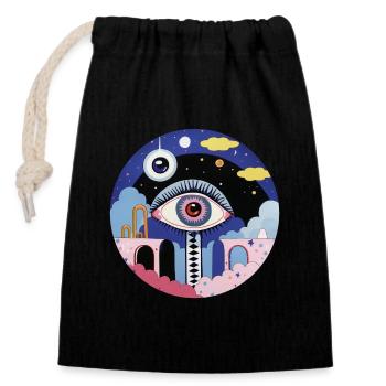 Psychedelic Eye - Closable cotton gift bag (14x20cm) - black - Front