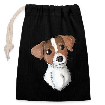 Jack Russell Pattern 4 - Verschließbarer Geschenkbeutel aus Baumwolle (14x20cm) - Schwarz - Vorne