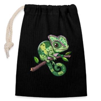 Colorful Chameleon Spell - Closable cotton gift bag (14x20cm) - black - Front