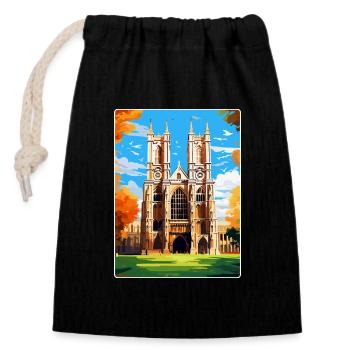 Westminster Abbey London England Großbritannien Reiseplakat - Verschließbarer Geschenkbeutel aus Baumwolle (14x20cm) - Schwarz - Vorne