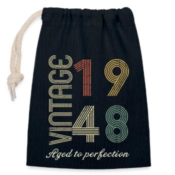 76 Year Old Birthday Gift - 1948 - Closable cotton gift bag (14x20cm) - navy - Front