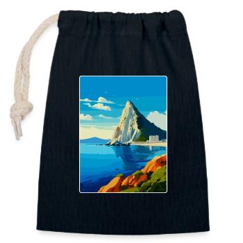 Rock Of Gibraltar Vintage Voyage Poster Souvenir - Sac cadeau en coton avec cordon (14 x 20 cm) - bleu marine - Devant