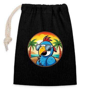 Papagei Lustige Cartoon Sommer Strand Sonnenbrille Cool - Verschließbarer Geschenkbeutel aus Baumwolle (14x20cm) - Schwarz - Vorne