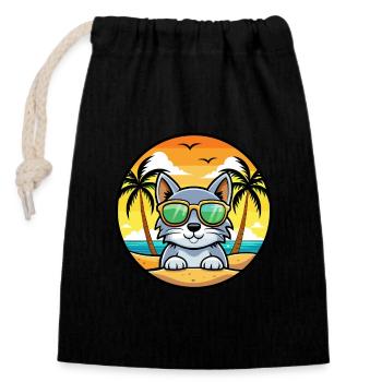 Australische Nebelkatzenrasse Cartoon Sonnenbrille Strand - Verschließbarer Geschenkbeutel aus Baumwolle (14x20cm) - Schwarz - Vorne