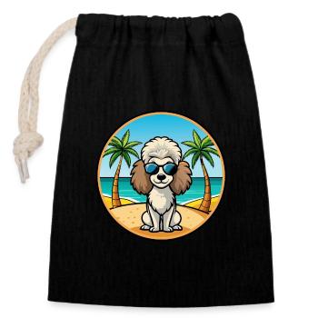 Miniaturpudel Hunderasse Cartoon Sonnenbrille Strand - Verschließbarer Geschenkbeutel aus Baumwolle (14x20cm) - Schwarz - Vorne
