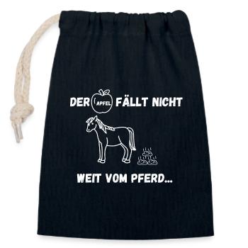 The apple doesn't fall far from the horse - Closable cotton gift bag (14x20cm) - navy - Front