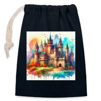 Medieval castle - Closable cotton gift bag (14x20cm) - navy - Front