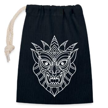 An intricate tribal mask - Closable cotton gift bag (14x20cm) - navy - Front