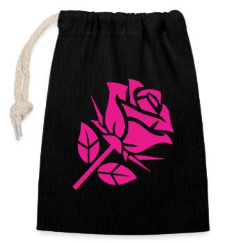 Abstract Rose Minimalist Roses Flowers - Closable cotton gift bag (14x20cm) - black - Front